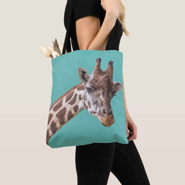 Giraffe på Teal Grönt Tygkasse (Närbild)