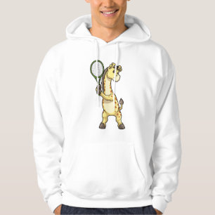Giraffe på Tennis med Tennis racket et Hoodie