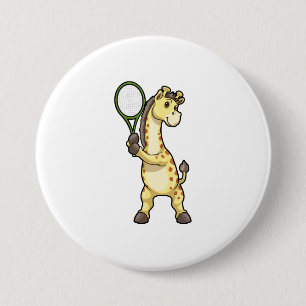 Giraffe på Tennis med Tennis racket et Knapp