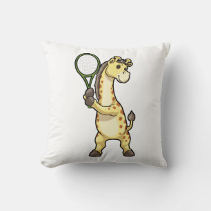 Giraffe på Tennis med Tennis racket et Kudde