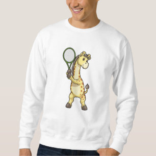 Giraffe på Tennis med Tennis racket et Lång Ärmad Tröja