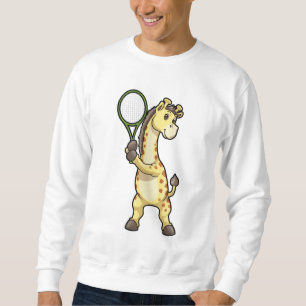 Giraffe på Tennis med Tennis racket et Lång Ärmad Tröja