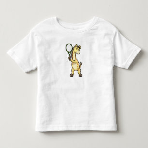 Giraffe på Tennis med Tennis racket et T Shirt
