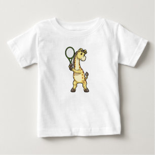 Giraffe på Tennis med Tennis racket et T Shirt
