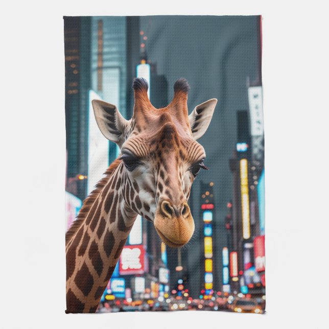 Giraffe på Times Square Kökshandduk (Vertikal)