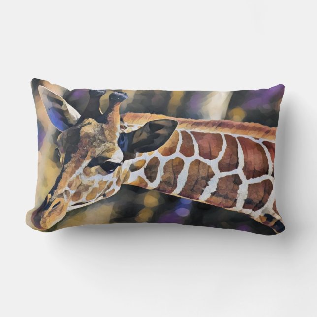 Giraffe Painting Art Vintage Lumbarkudde (Framsida)