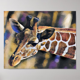 Giraffe Painting Art Vintage Poster