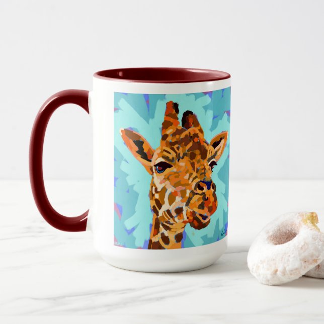 Giraffe Painting - Gift for Animal Lovers Mugg (Med munk)