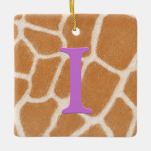 Giraffe Päls Personlig Monogram & Message Viole Julgransprydnad Keramik