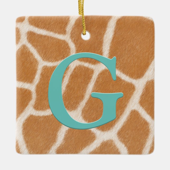Giraffe Päls Personlig Monogram och Message Kids Julgransprydnad Keramik (Framsida)