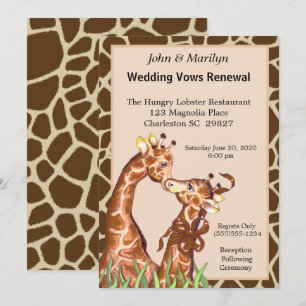 Giraffe par Bröllop Renewal Vows Inbjudningar
