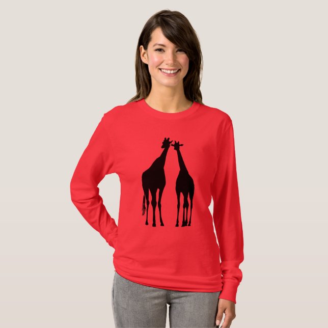 Giraffe par Silhouette T-Shirt - Välj Färg (Hel framsida)