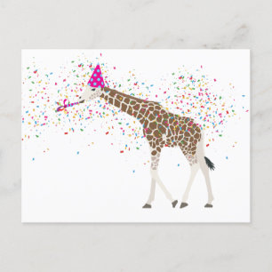 Giraffe Partying Safari Animals med Party Helg Vykort