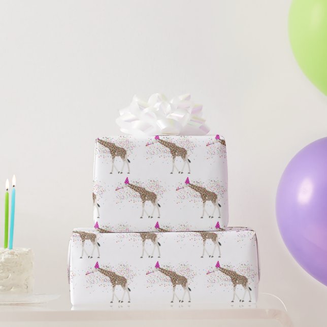 Giraffe Partying Safari Animals med Party Presentpapper (Festgåvor)