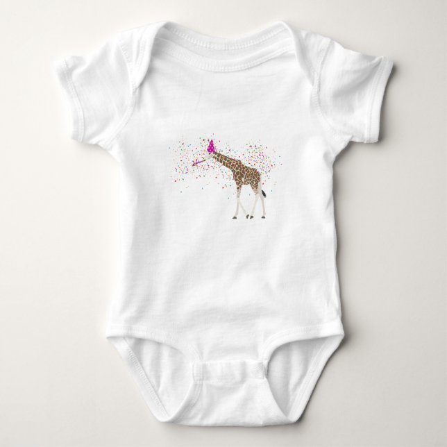 Giraffe Partying Safari Animals med Party T Shirt (Framsida)