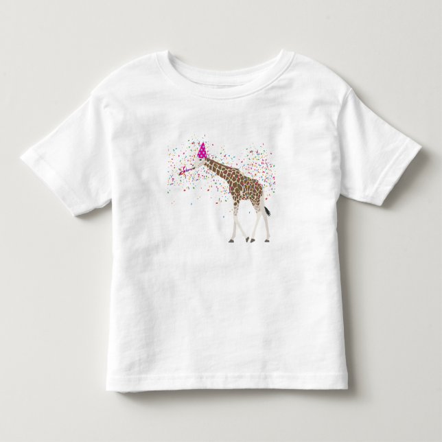 Giraffe Partying Safari Animals med Party T Shirt (Framsida)