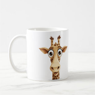Giraffe Peeking Cute Adsible Funny Animal Tecknad Kaffemugg