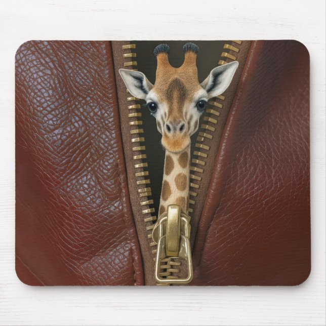 Giraffe Peeking från en Zipper Musmatta (Framsidan)