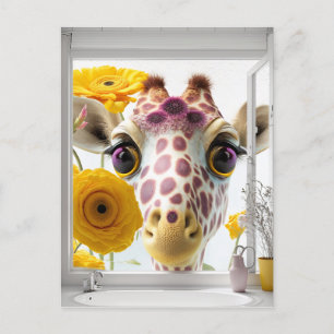 Giraffe Peeks i fönstret Vykort