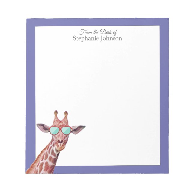 Giraffe Peri Lila Monogram från skrivbordet Anteckningsblock (Framsida)