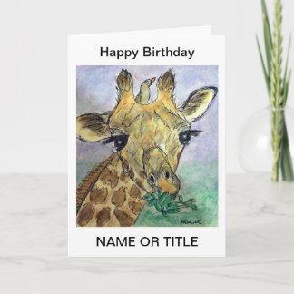 Giraffe personlig art födelsedagskort, kompis osv. kort