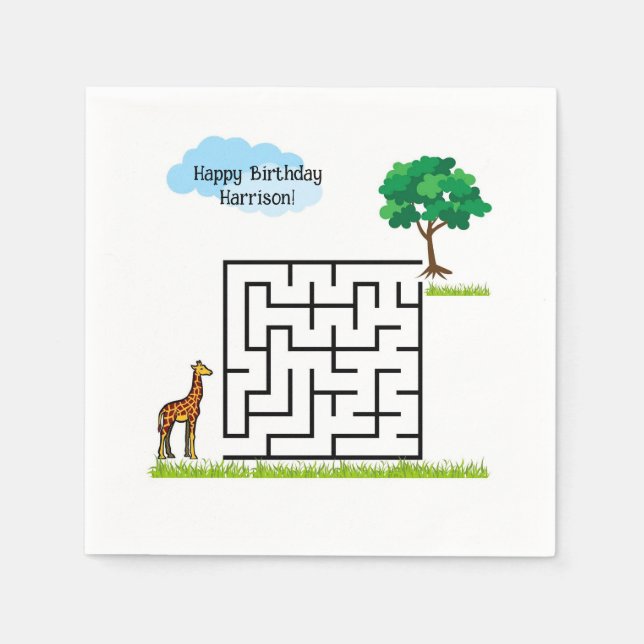 Giraffe personlig födelsedagspressservetter pappersservett (Framsidan)