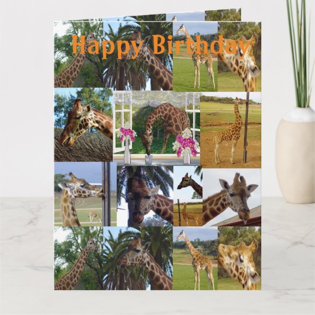 Giraffe Photo Collage, jumbo Birthday Card Kort (Framsida)