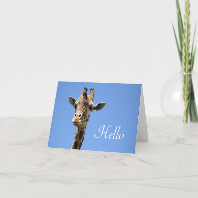 Giraffe Photo Cute Hej Blue Kort (Framsida)