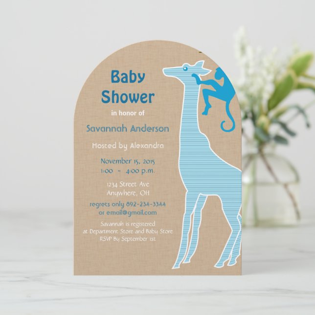 Giraffe Pojke Shower-inbjudningar Inbjudningar (Stående Fram)