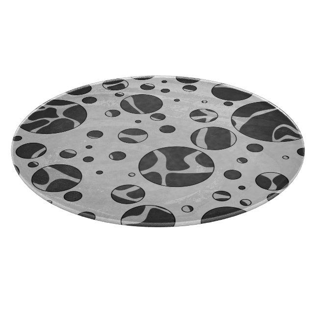 Giraffe Polka Dot Black and Light Grått Print (Hörn)
