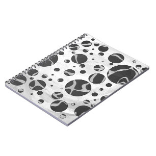 Giraffe Polka Dot Black and Light Grått Print Anteckningsbok Med Spiral