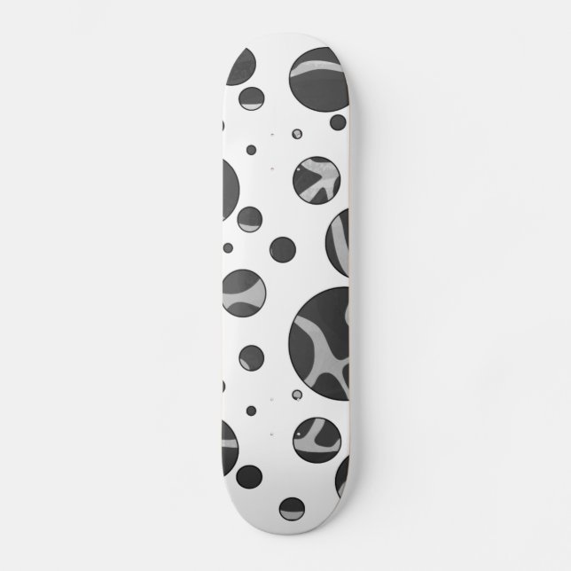 Giraffe Polka Dot Black and Light Grått Print Mini Skateboard Bräda 18,7 Cm (Framsida)