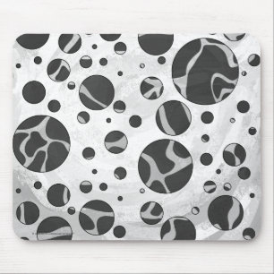 Giraffe Polka Dot Black and Light Grått Print Musmatta