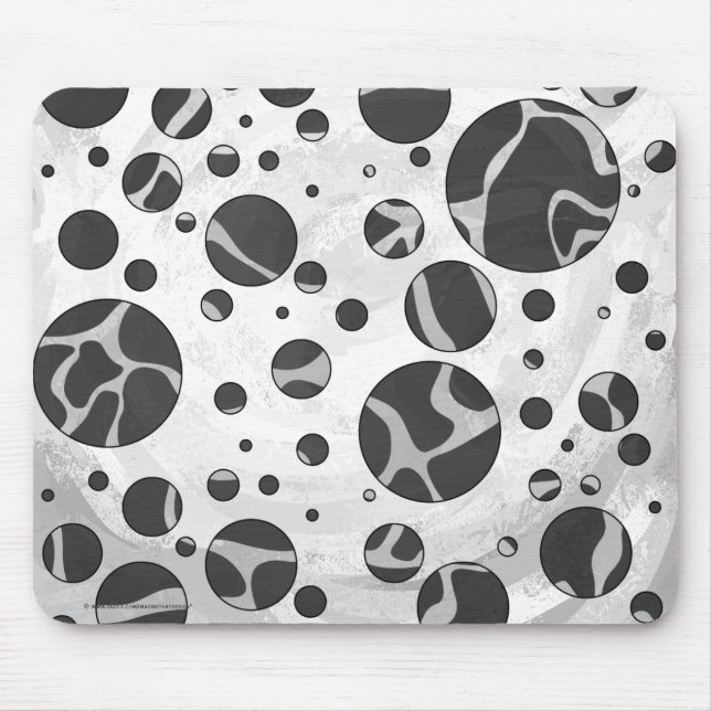 Giraffe Polka Dot Black and Light Grått Print Musmatta (Framsidan)