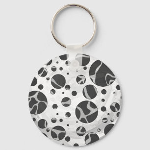 Giraffe Polka Dot Black and Light Grått Print Nyckelring