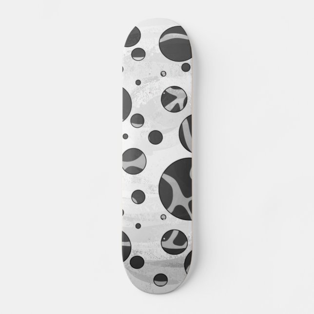 Giraffe Polka Dot Black and Light Grått Print Skateboard Bräda 19,5 Cm (Framsida)