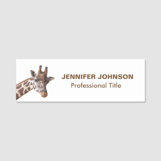 Giraffe Porträtt Namnbricka (Framsida)