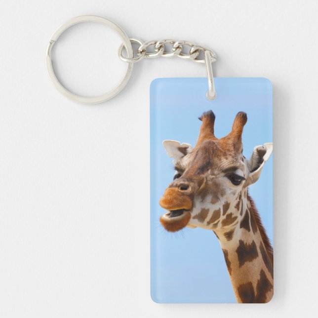 Giraffe Porträtt nyckelring (Framsidan)