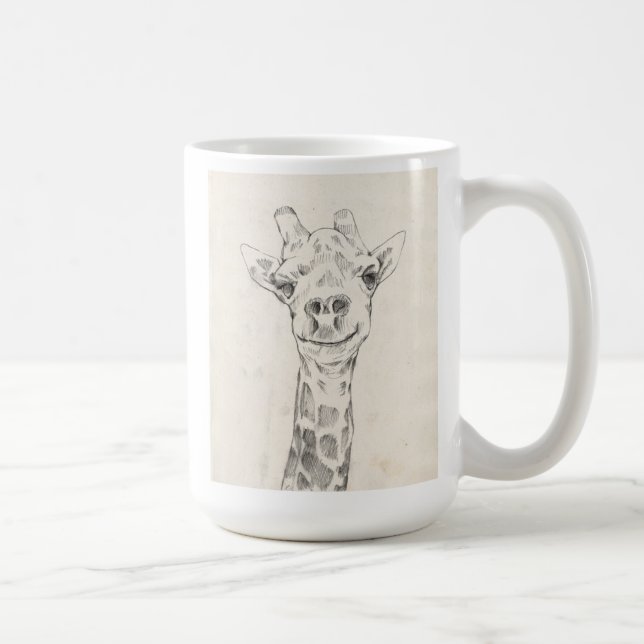 Giraffe Porträtt Sketch Kaffemugg (Höger)