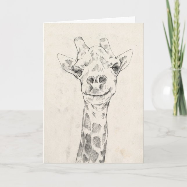 Giraffe Porträtt Sketch Kort (Framsida)