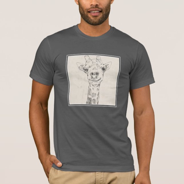 Giraffe Porträtt Sketch T Shirt (Framsida)