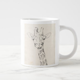 Giraffe Porträtt Skiss Jumbo Mugg