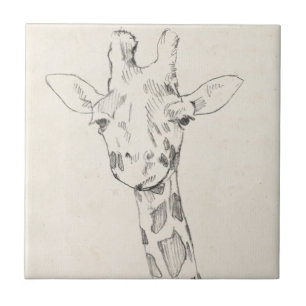 Giraffe Porträtt   Skiss Kakelplatta