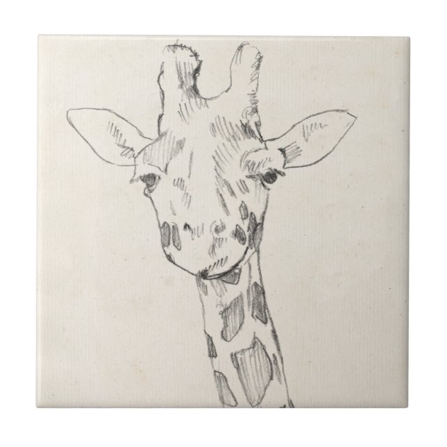 Giraffe Porträtt | Skiss Kakelplatta (Framsidan)