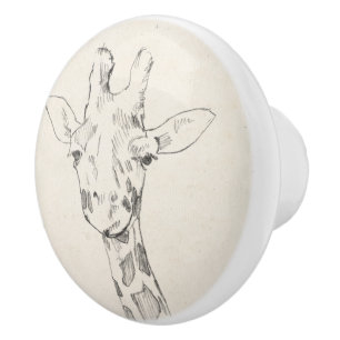 Giraffe Porträtt Skiss Knopp