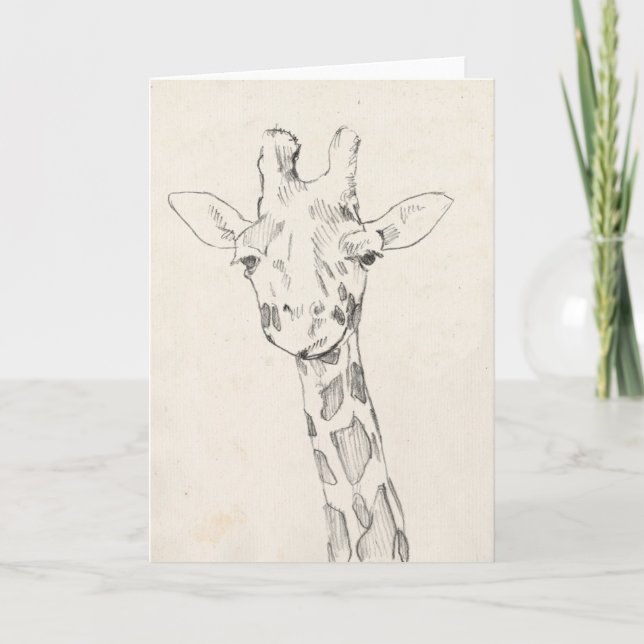 Giraffe Porträtt| Skiss Kort (Framsida)