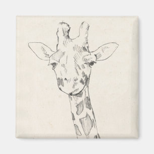 Giraffe Porträtt Skiss Magnet
