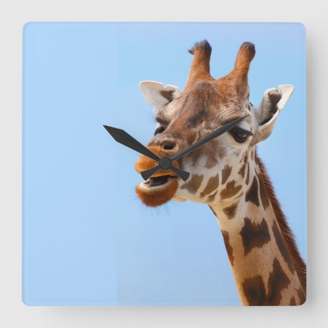 Giraffe Porträtt väggklocka (Framsida)