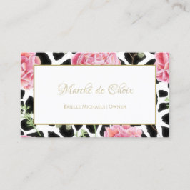 Giraffe Print and Rosa Blommigt Beauty Boutique Visitkort