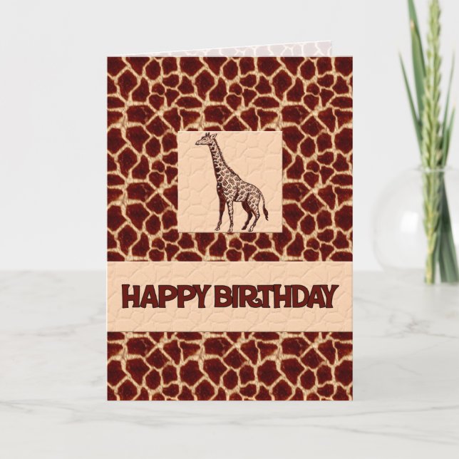 Giraffe Print Birthday Deluxe Kort (Framsida)